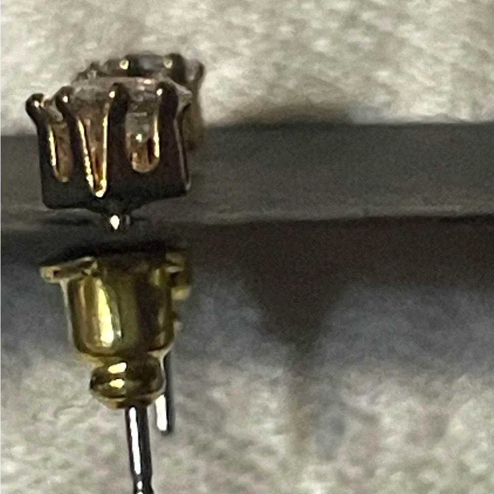 Swarovski Silver Square Cut Crystal Stud Earrings‎ with Gold Trim and Backing.